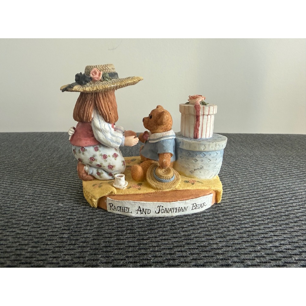 Vintage 1996 Linda Grayson Rachel and Jonathan Bear Figurine Girl Teddy Bear Tea